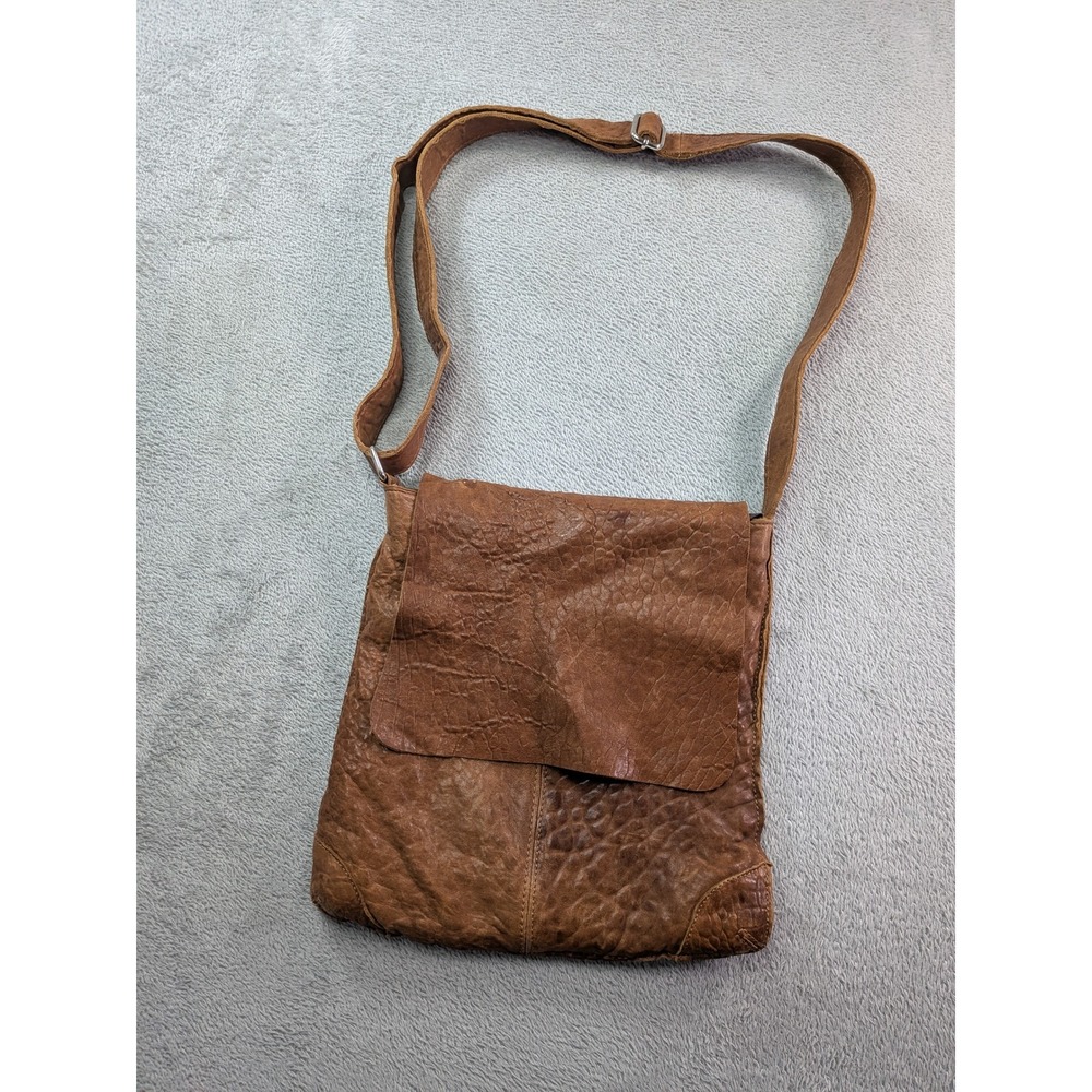 Maxon Collection Brown Leather Crossbody Bag Made in Italy Pebbled Messenger